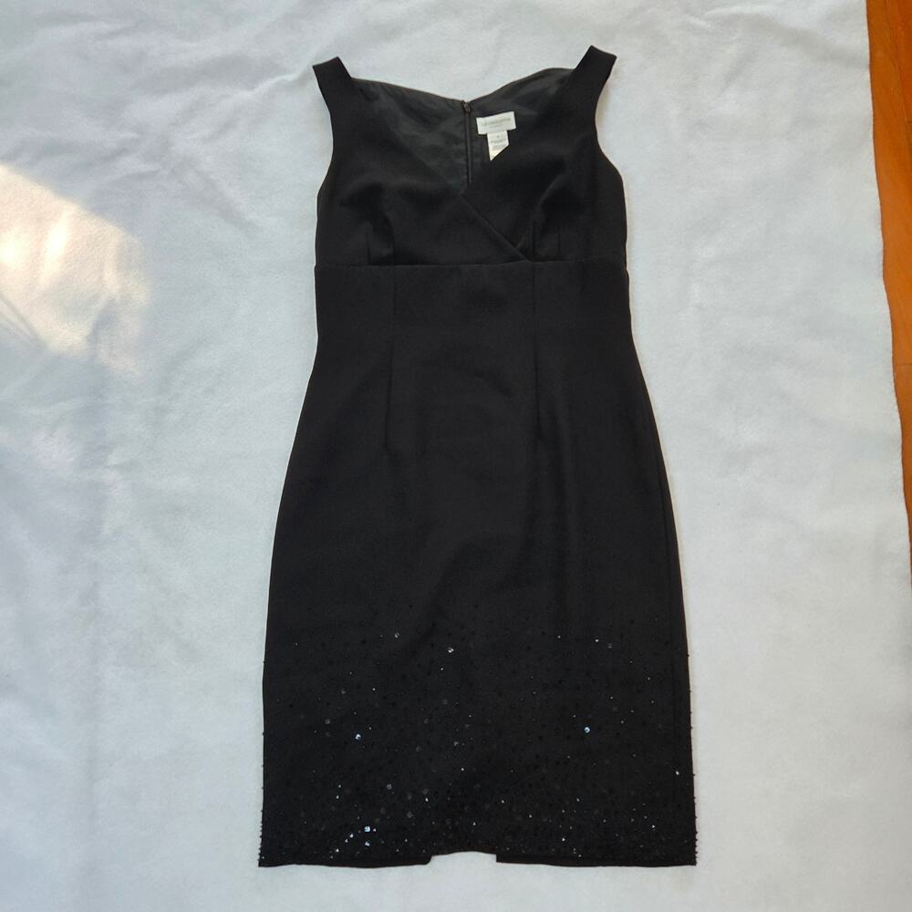 Liz Claiborne Women’s Cocktail Dress, LBD, Black, Sequin & Beads on Hem, Size 4